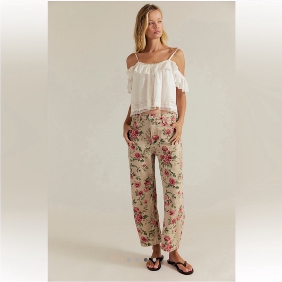 Free People 🔥1 LEFT🔥NWT Deep Trance Printed Jeans Size 29 in Wallpaper Floral - Picture 1 of 15